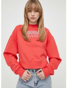 Βαμβακερή μπλούζα Moschino Jeans γυναικεία, χρώμα: κόκκινο
