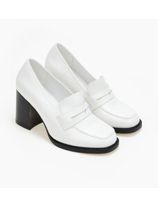 issue Γόβες τύπου loafers με χοντρό τακούνι - Λευκό - 030011