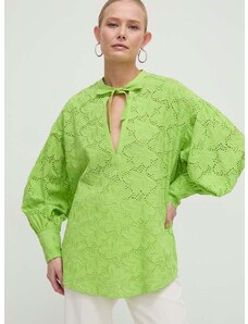 Βαμβακερή μπλούζα Silvian Heach γυναικεία, χρώμα: πράσινο