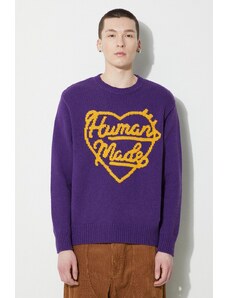 Μάλλινο πουλόβερ Human Made Low Gauge Knit Sweater ανδρικό, χρώμα: μοβ, HM27CS038