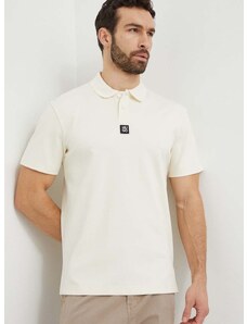 Βαμβακερό μπλουζάκι πόλο HUGO χρώμα: μπεζ