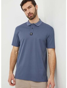 Βαμβακερό μπλουζάκι πόλο HUGO χρώμα: γκρι