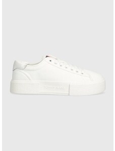 Πάνινα παπούτσια Tommy Jeans TJW FOXING FLATFORM SNEAKER χρώμα: άσπρο, EN0EN02480