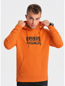 Ombre Men's kangaroo sweatshirt with hood and print - orange