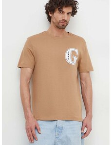 Βαμβακερό μπλουζάκι Gant ανδρικά, χρώμα: καφέ