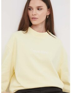 Βαμβακερή μπλούζα Calvin Klein γυναικεία, χρώμα: κίτρινο
