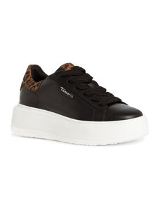 Tamaris Black/Leopard Γυναικεία Ανατομικά Δερμάτινα Sneakers Μαύρο/Λεοπαρ (1-23812-41 090)