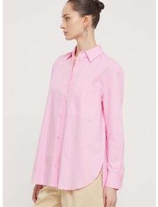 Βαμβακερό πουκάμισο HUGO χρώμα: ροζ