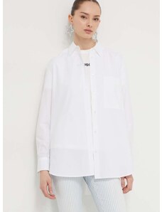 Βαμβακερό πουκάμισο HUGO χρώμα: άσπρο