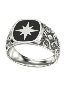 ΕΧΙS Aνδρικο ασημενιο δαχτυλιδι EXIS με αστέρι.