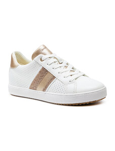 Geox Bloomie White/Lt Gold Γυναικεία Ανατομικά Δερμάτινα Sneakers Λευκά (D366HF 054AJ C1327)