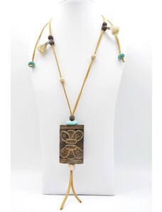 Pyroessa Κίρκη, tribal pendant με νεφρίτη, λάβα, χαολίτη