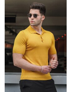 Madmext Men's Yellow Polo Neck Tricot T-Shirt 5078