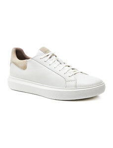 Geox U Deiven A White Leather Ανδρικά Ανατομικά Δερμάτινα Sneakers Λευκά (U455WD 00047 C1000)
