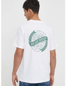Βαμβακερό μπλουζάκι Les Deux ανδρικά, χρώμα: άσπρο