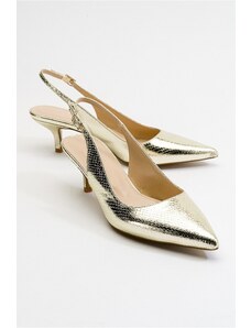 LuviShoes Value Gold Patterned Women's Heeled Shoes