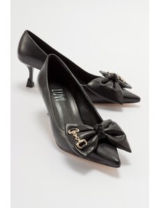 LuviShoes HELLA Black Skin Women's Heeled Shoes