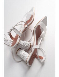 LuviShoes Women's White Skinny Heeled Sandals