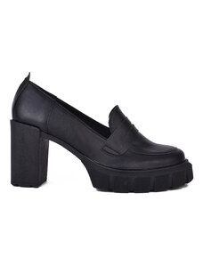 My way shoes Μαύρο γυναικείο μοκασίνι με τακούνι