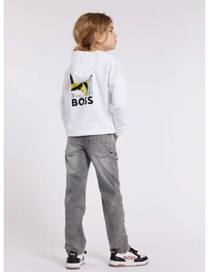 Παιδική μπλούζα BOSS χρώμα: άσπρο, με κουκούλα