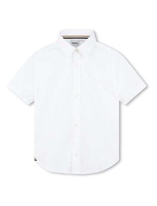 Παιδικό βαμβακερό πουκάμισο BOSS χρώμα: άσπρο