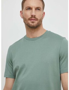 Βαμβακερό μπλουζάκι BOSS ανδρικά, χρώμα: πράσινο