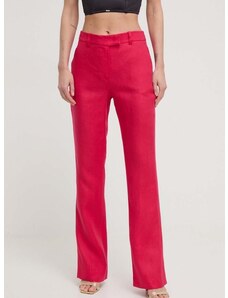 Λινό παντελόνι Luisa Spagnoli χρώμα: ροζ