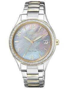 CITIZEN Eco-Drive EO1184-81D Crystals Two Tone Stainless Steel Bracelet