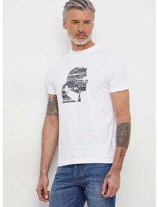 Βαμβακερό μπλουζάκι Karl Lagerfeld ανδρικά, χρώμα: μπεζ
