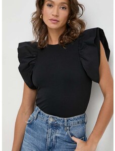 Βαμβακερό μπλουζάκι Liu Jo γυναικεία, χρώμα: μαύρο
