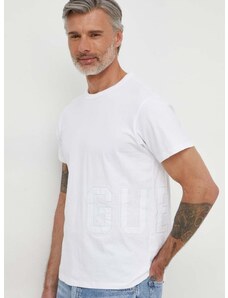 Βαμβακερό μπλουζάκι Guess ανδρικά, χρώμα: άσπρο