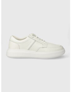 Δερμάτινα αθλητικά παπούτσια Calvin Klein LOW TOP LACE UP TAILOR χρώμα: άσπρο, HM0HM01379