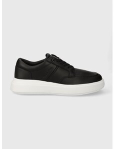 Δερμάτινα αθλητικά παπούτσια Calvin Klein LOW TOP LACE UP TAILOR χρώμα: μαύρο, HM0HM01379
