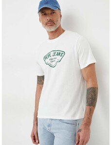 Βαμβακερό μπλουζάκι Pepe Jeans Cherry ανδρικό, χρώμα: άσπρο