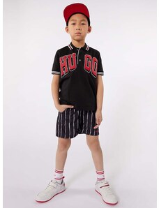 Παιδικό πουκάμισο πόλο HUGO χρώμα: μαύρο