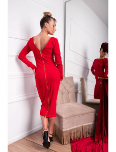 Joy Fashion House Loving μίντι φόρεμα με φερμουάρ κόκκινο