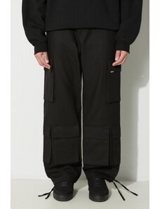 Βαμβακερό παντελόνι Represent Baggy Cargo Pant χρώμα: μαύρο, MLM521.01