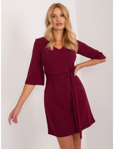 Fashionhunters Burgundy cocktail dress with 3/4 sleeves