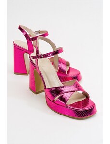 LuviShoes Lello Women's Fuchsia Pattern Heeled Shoes