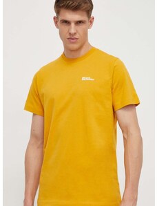 Βαμβακερό μπλουζάκι Jack Wolfskin ανδρικά, χρώμα: κίτρινο