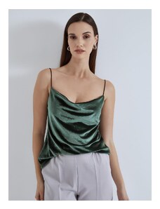 Celestino Βελούδινη ντραπέ μπλούζα πρασινο για Γυναίκα