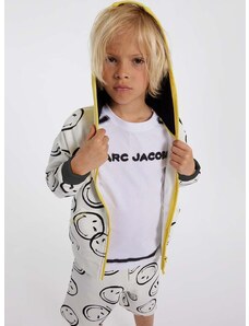 Παιδική βαμβακερή μπλούζα Marc Jacobs χρώμα: μπεζ, με κουκούλα