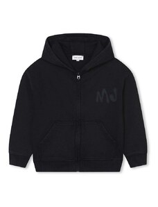 Παιδική βαμβακερή μπλούζα Marc Jacobs χρώμα: μαύρο, με κουκούλα