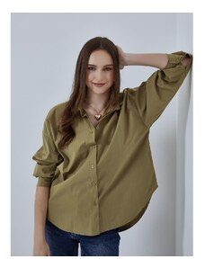 Celestino Μονόχρωμο πουκάμισο με βαμβάκι χακι για Γυναίκα