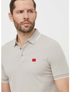 Βαμβακερό μπλουζάκι πόλο HUGO χρώμα: γκρι