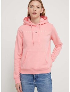 Μπλούζα Tommy Jeans χρώμα: ροζ, με κουκούλα