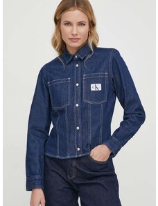 Τζιν πουκάμισο Calvin Klein Jeans χρώμα: ναυτικό μπλε