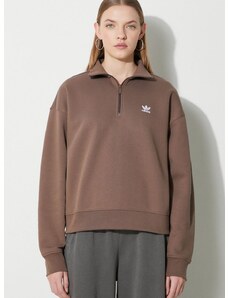 Μπλούζα adidas Originals Essentials Halfzip Sweatshirt χρώμα: καφέ, IR5938