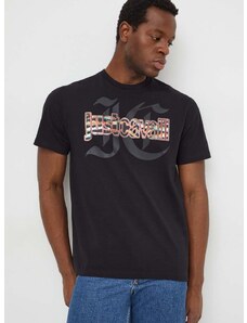Βαμβακερό μπλουζάκι Just Cavalli ανδρικά, χρώμα: μαύρο
