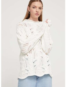 Βαμβακερό πουλόβερ Desigual χρώμα: άσπρο